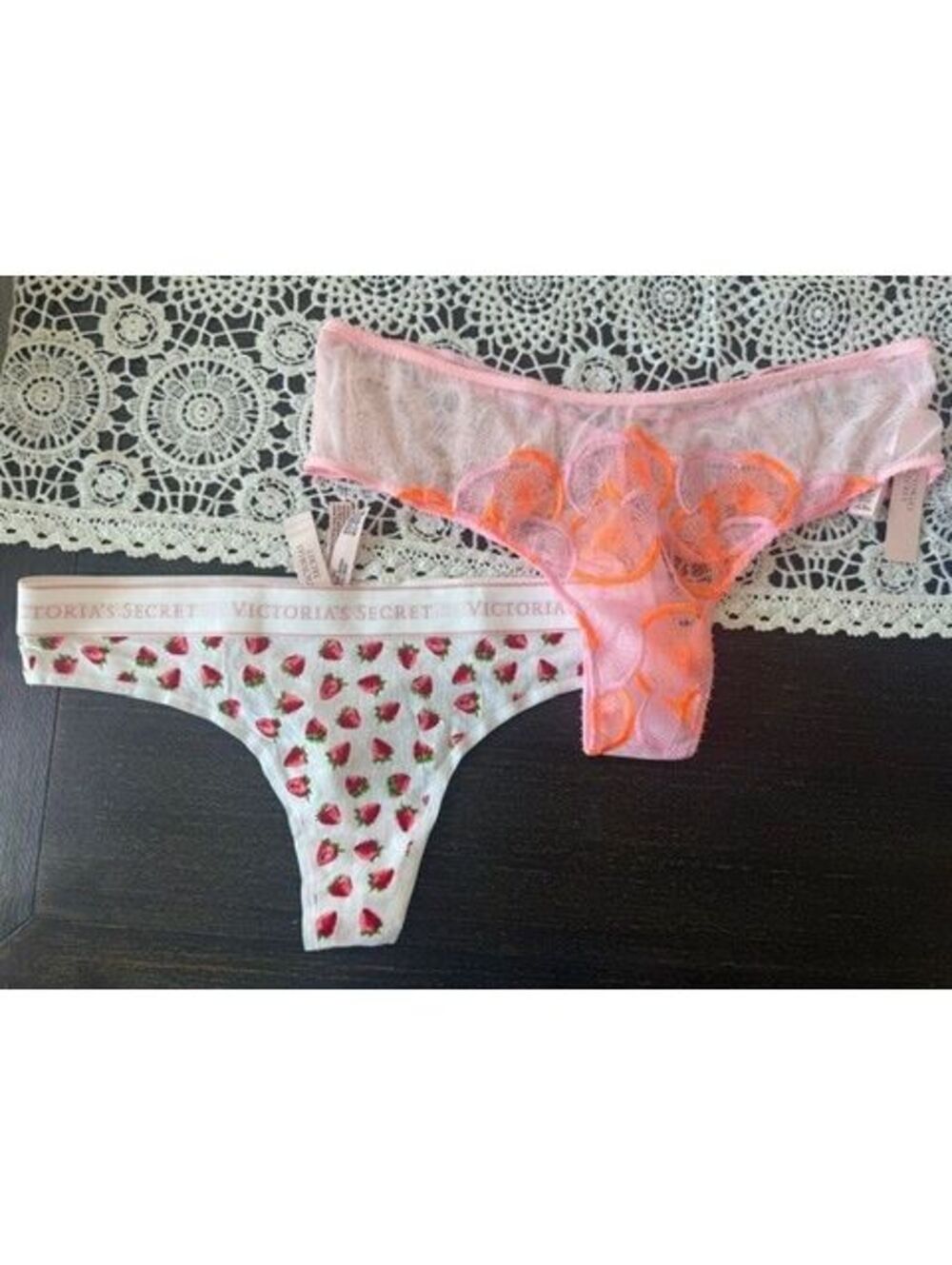 NWT Victoria's Secret cheeky & thong panties cute fruit sexy! size large NEW